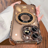 Luxury Shockproof Plating Bracket Magnetic Phone Case for iPhone