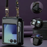 Leather Crossbody RFID‑Blocking Card Slots Wallet Case for Samsung Z Flip