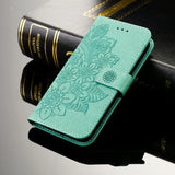Leather Embossed Flower Magnetic Wallet Flip Case for Samsung