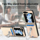Ring Holder & Card Slots Leather Case for Samsung Z Flip