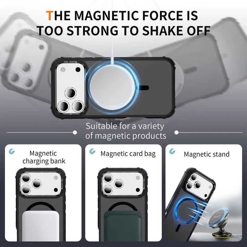 Skin-friendly Shockproof Magnetic Charge Lens Bracket Case For iPhone