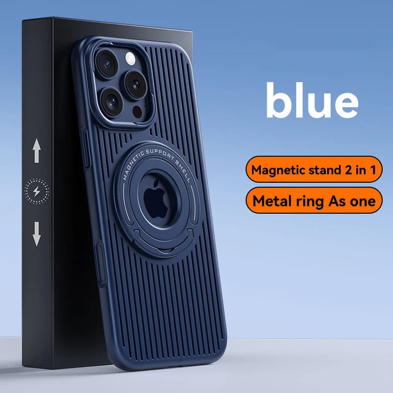 Magnetic Hidden Holder Heat Dissipation Phone Case for IPhone