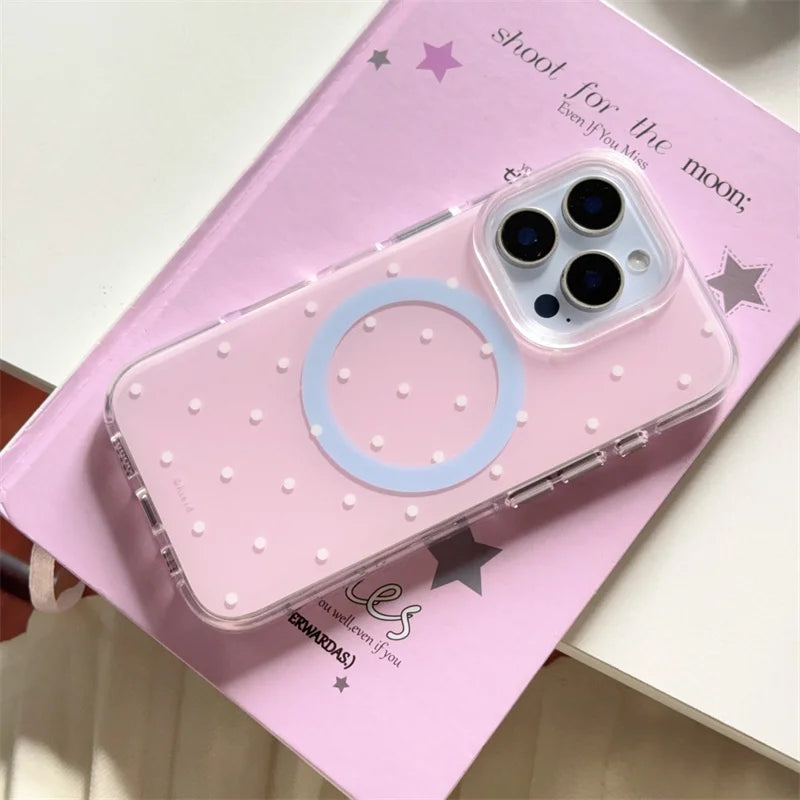 Simple Polka Dots Magnetic Phone Case For iPhone