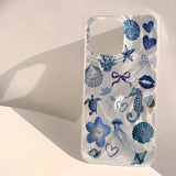 Pink Heart Starfish Coral Jellyfish Pattern Phone Case for iPhone