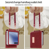 Leather Wallet Case With Wrist Strap for Samsung Z Flip