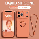 Ring Stand Magnetic Liquid Silicone Shockproof Soft Case for iPhone