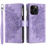 Leather Sun Embossing Flip Wallet Case with Lanyard for iphone