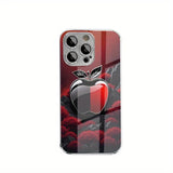 Creative Red & Black Apple Tempered Glass Phone Case for iPhone