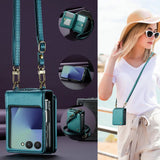Leather Crossbody RFID‑Blocking Card Slots Wallet Case for Samsung Z Flip