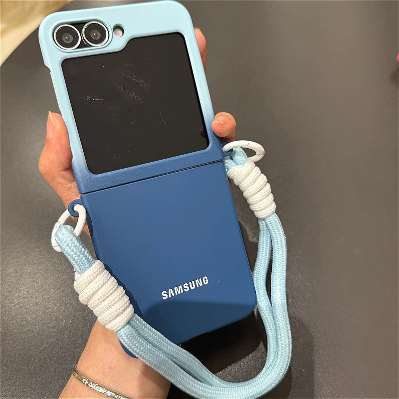 Lanyard Gradient Color Case For Samsung Galaxy Z Flip 6 5 4 3