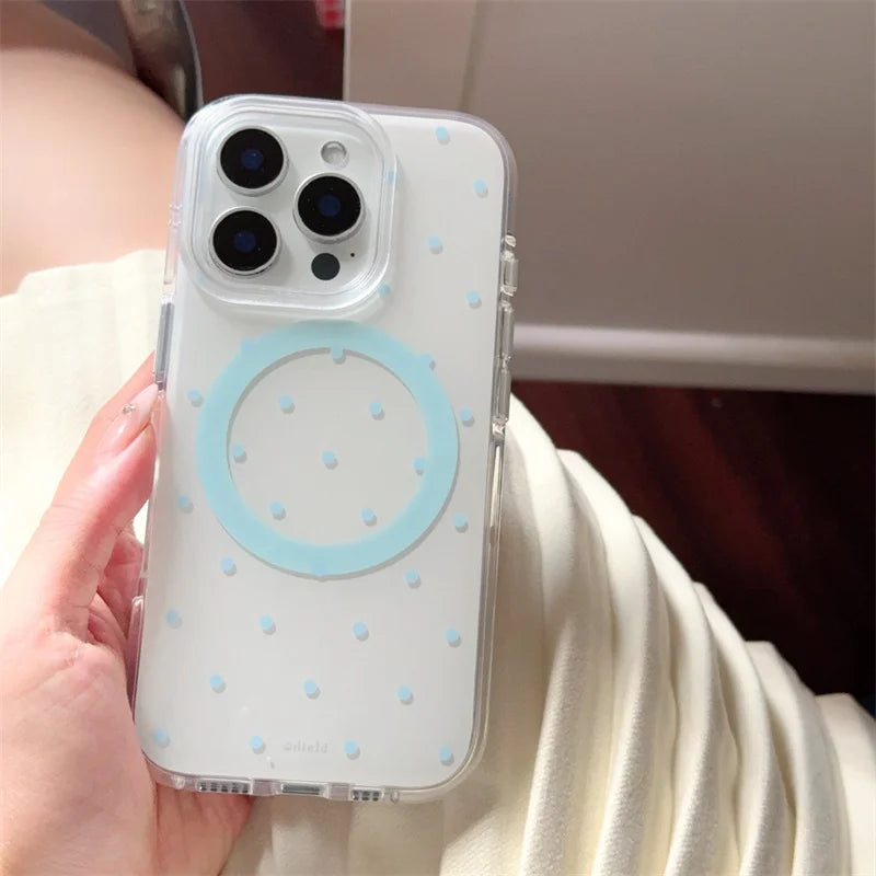 Simple Polka Dots Magnetic Phone Case For iPhone