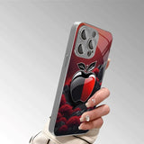 Creative Red & Black Apple Tempered Glass Phone Case for iPhone