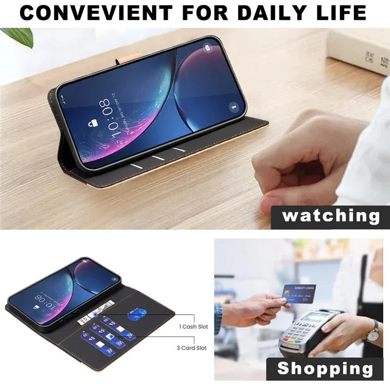 Leather Wallet Card Phone Case for Samsung