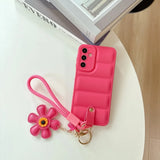 Fashion Down Jacket Sunflower Wrist Strap Phone Case for Samsung