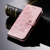 Leather Embossed Flower Magnetic Wallet Flip Case for Samsung