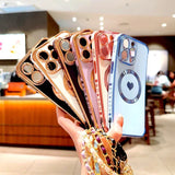 Magnetic Plating TPU Wrist Lanyard Phone Case For iPhone