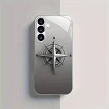 Metal Compass Pattern Tempered Glass Phone Case For Samsung