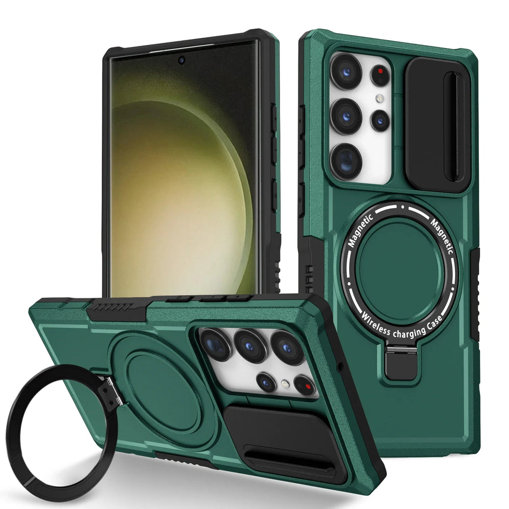 Hit Color Armor Magnetic Bracket Slide Camera  Case For Samsung