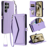 Leather Long Lanyard Wallet Flip Case for Samsung