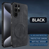 Luxury Leather Magnetic Shockproof Case For Samsung