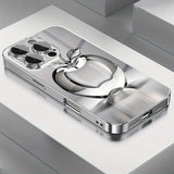 Clear Crystal Apple Pattern Plating Glass Phone Case For iPhone