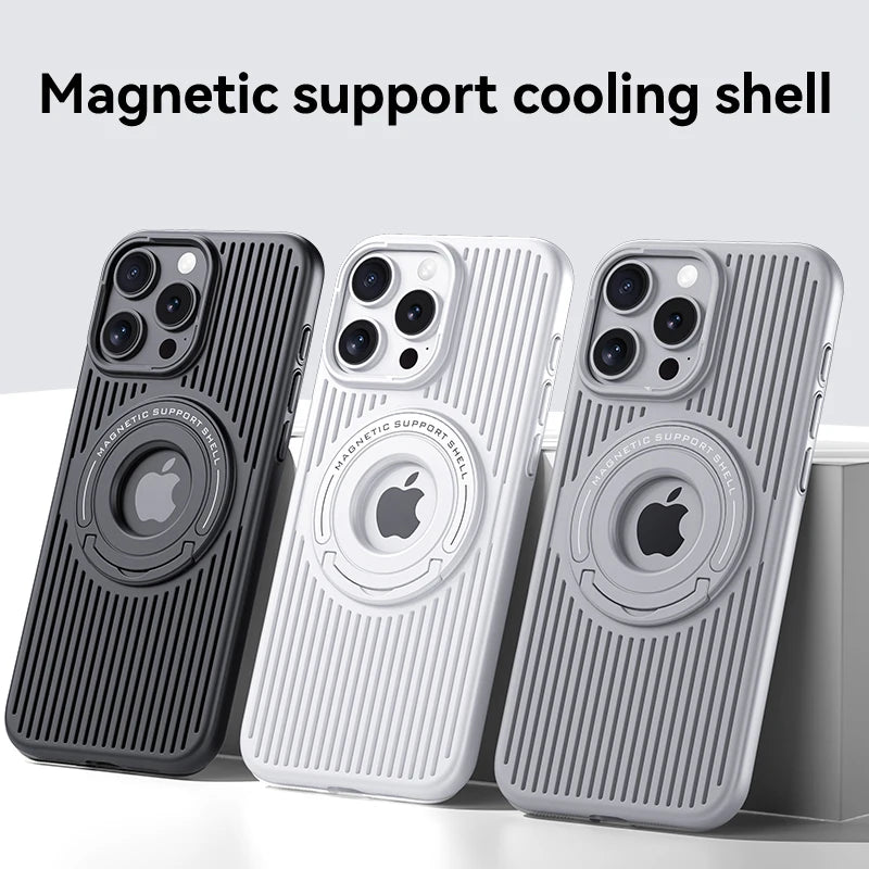 Magnetic Hidden Holder Heat Dissipation Phone Case for IPhone