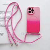 Magnetic Gradient Color Crossbody Lanyard Shockproof Case For iPhone