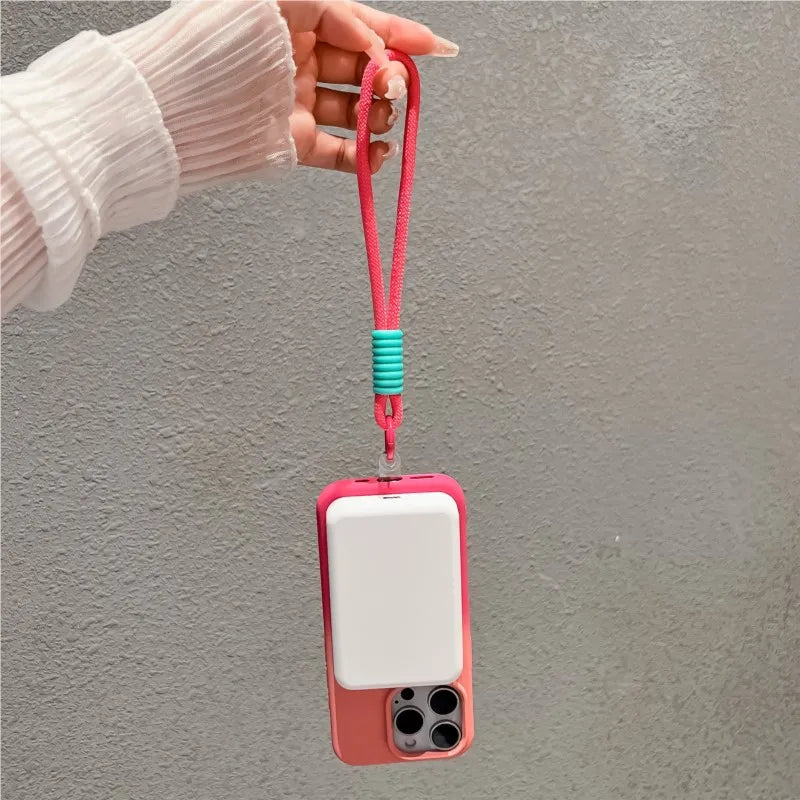 Liquid Silicone Gradient Colorful Hand Strap Magnetic Case for iPhone