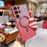 Plating Glitter Magnetic Magsafe Wireless Charging Case For Samsung