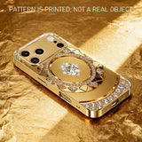 Golden Diamond Plate Pattern Glass Phone Case For iPhone