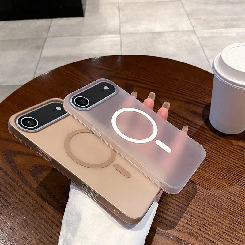 Slim Matte Clear PC Translucent Magnetic Magsafe Case for iPhone