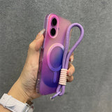 Clashing Colours Chameleon Magnetic Shockproof Lanyard Soft Case for iPhone