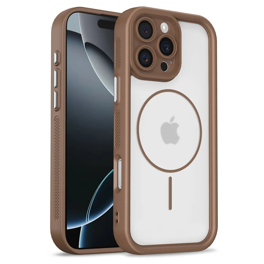 Cooling Frame Magnetic Clear Phone Case For iPhone
