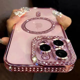 New Fashion Glitter Diamond Magnetic Transparent Case For iPhone