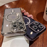 New Fashion Glitter Diamond Magnetic Transparent Case For iPhone