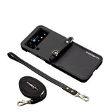 Crossbody Lanyard & Card Slots Leather Case for Samsung Z Flip
