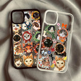 Colorful Cat Design Clear Anti-fall Hard Phone Case For iPhone