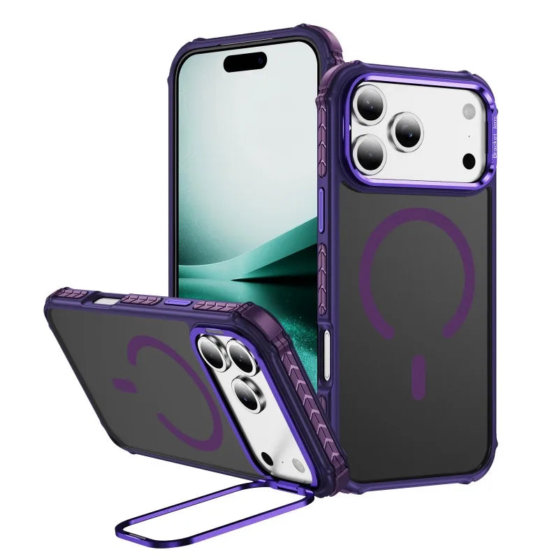Skin-friendly Shockproof Magnetic Charge Lens Bracket Case For iPhone