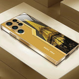 Eiffel Tower Pattern Electroplated Tempered Glass Case For Samsung