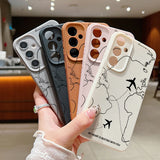 Airplane Flight Path Pattern Silicone Phone Case for Samsung