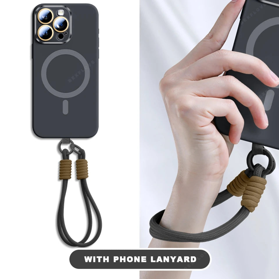 Liquid Silicone Lanyard Magnetic Phone Case For iPhone