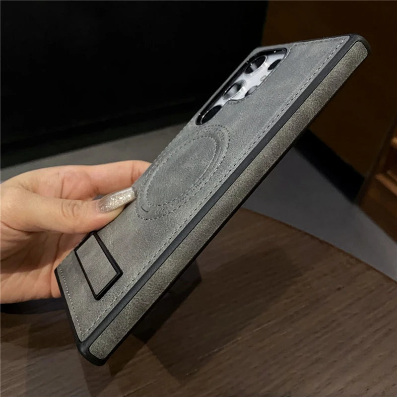 Luxury Leather Magnetic Fold Stand Holder Case For Samsung