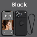 Ring Stand Magnetic Liquid Silicone Shockproof Soft Case for iPhone