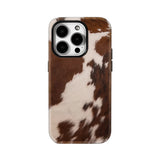 Brown & White Cowhide Double-layer Back Phone Case for IPhone