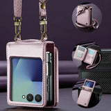 Leather Crossbody RFID‑Blocking Card Slots Wallet Case for Samsung Z Flip