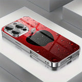 Red Water Drop Apple Pattern Glass Case For iPhone