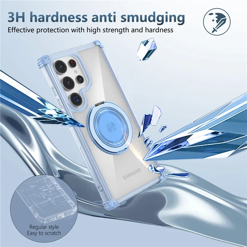 Ring Holder Magnetic Clear Case For Samsung
