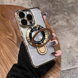 Plating Magnetic With Stand Shockproof Case For iPhone