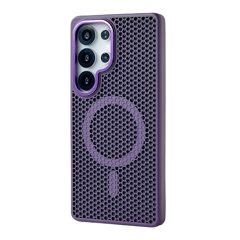 Honeycomb Grid Mesh Cooling Magnetic Phone Case For Samsung