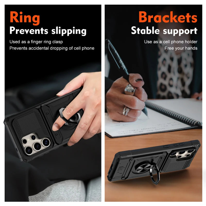 Wallet Magnetic Rotated Ring Kickstand Case For Samsung